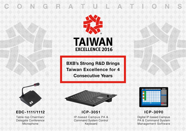 BXB recognised for Taiwan Excellence