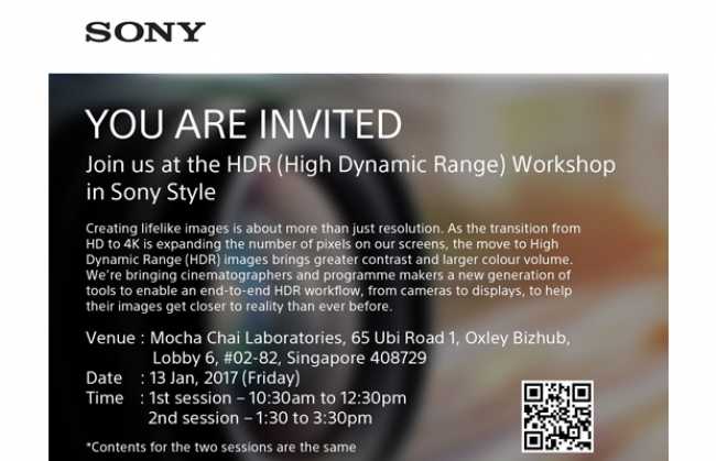 Sony to host HDR workshop at Mocha Chai Laboratories