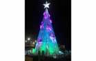 Floating Christmas tree lit by Jands Vista